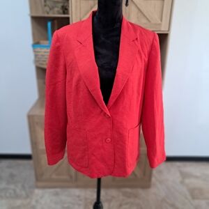 Vintage Sag Harbor Women's 12 Silk Blazer Jacket Red Long Sleeve Lined Office
